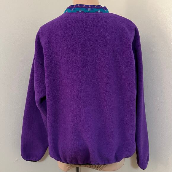 Vtg Columbia Sportswear Fleece Pullover XL Womens Purple Sweatshirt 90s Aztec - Picture 3 of 6